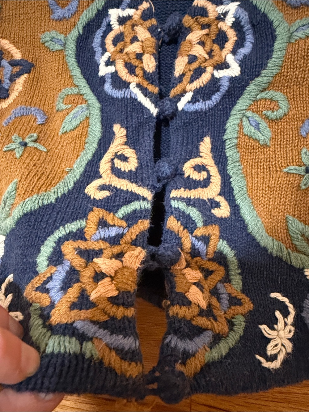Mi Vintage Cropped Button Up Floral Sweater Vest-Size L - Picture 4 of 11